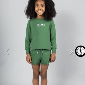 Milano Di Rouge-Kids Girl Summer Signature Fleece Shorts Green 5T NWT